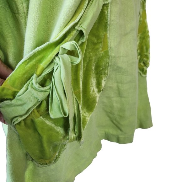 Dear Friends Boho Linen Top Vintage Women's Sz Medium Burnt Velvet Accents - Picture 10 of 14